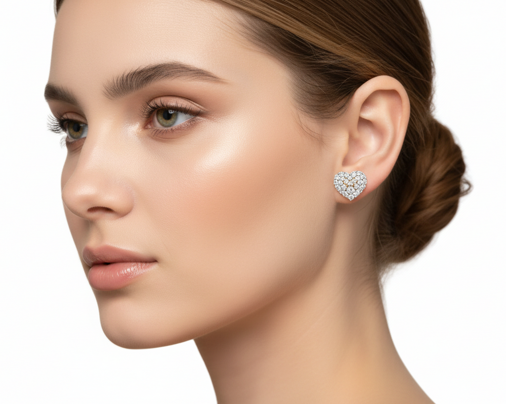 Pillowed Bow Heart Studs