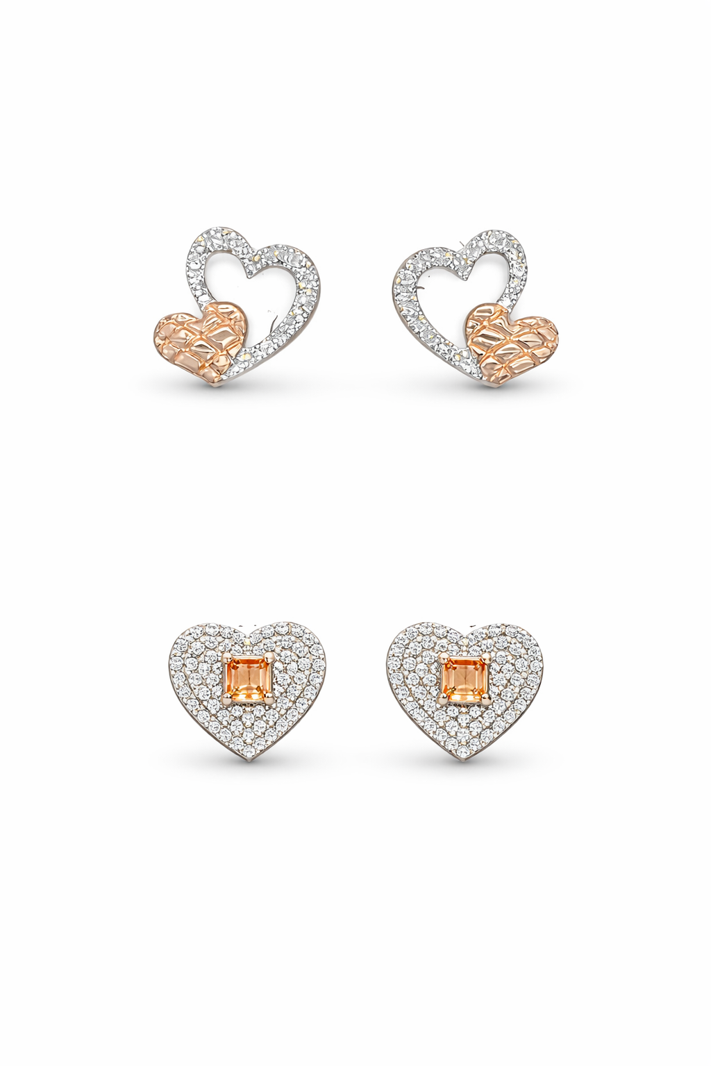 Diamond Double Hearts Earrings